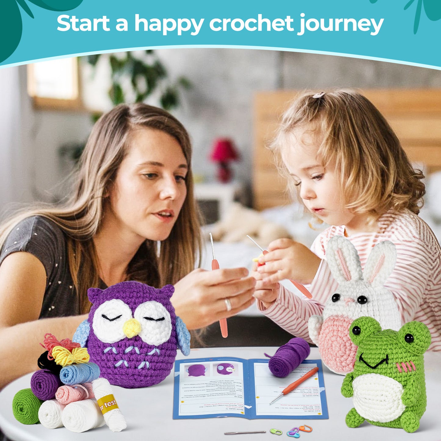 Frog+Owl+Rabbit Crochet Kit