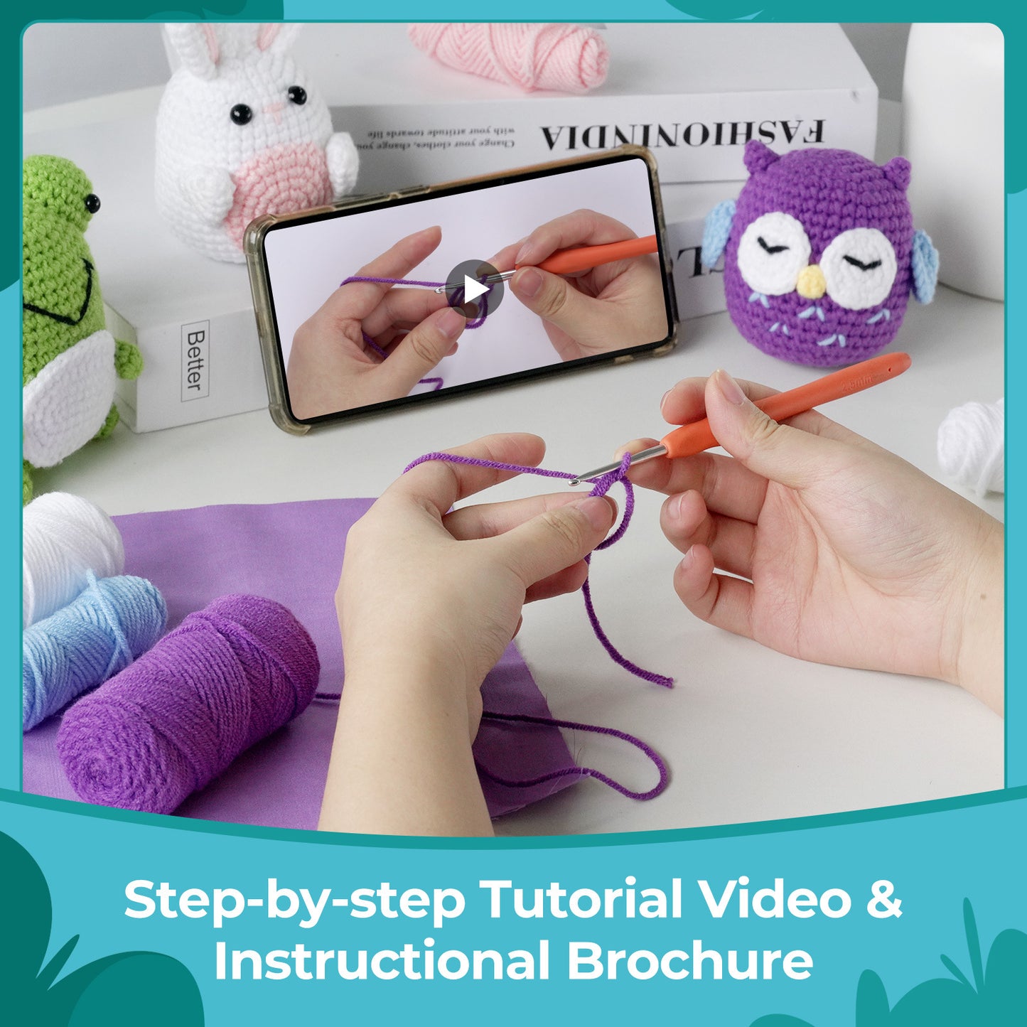 Frog+Owl+Rabbit Crochet Kit