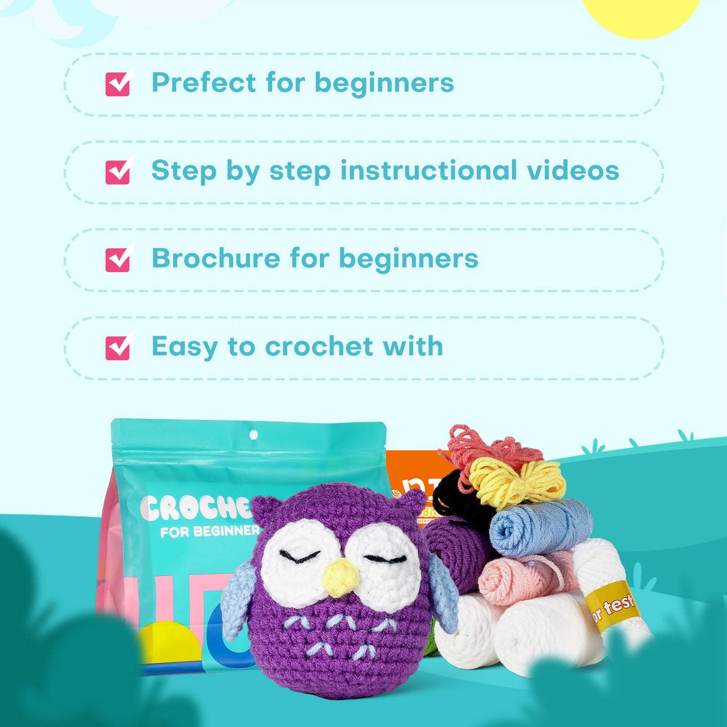 Frog+Owl+Rabbit Crochet Kit