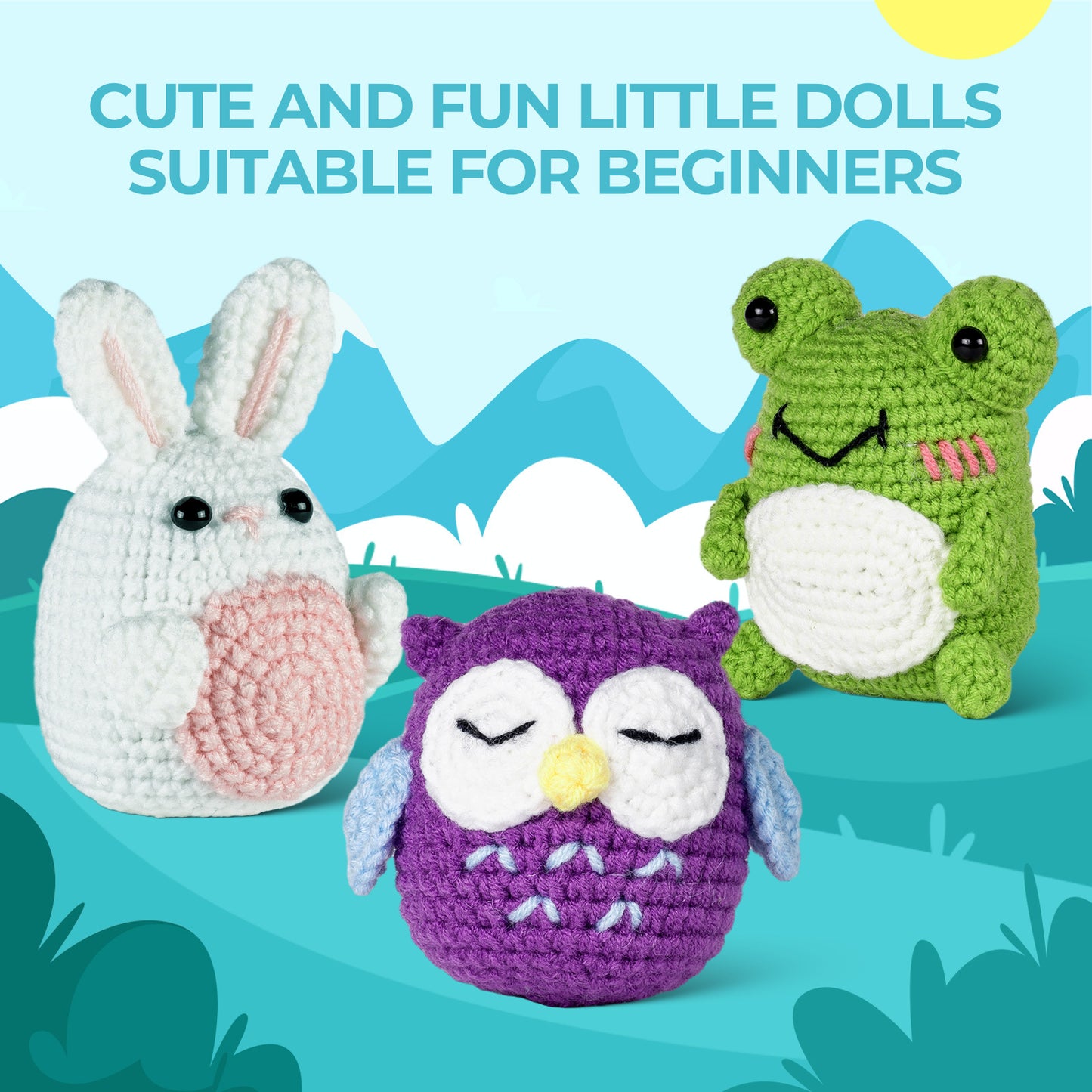 Frog+Owl+Rabbit Crochet Kit