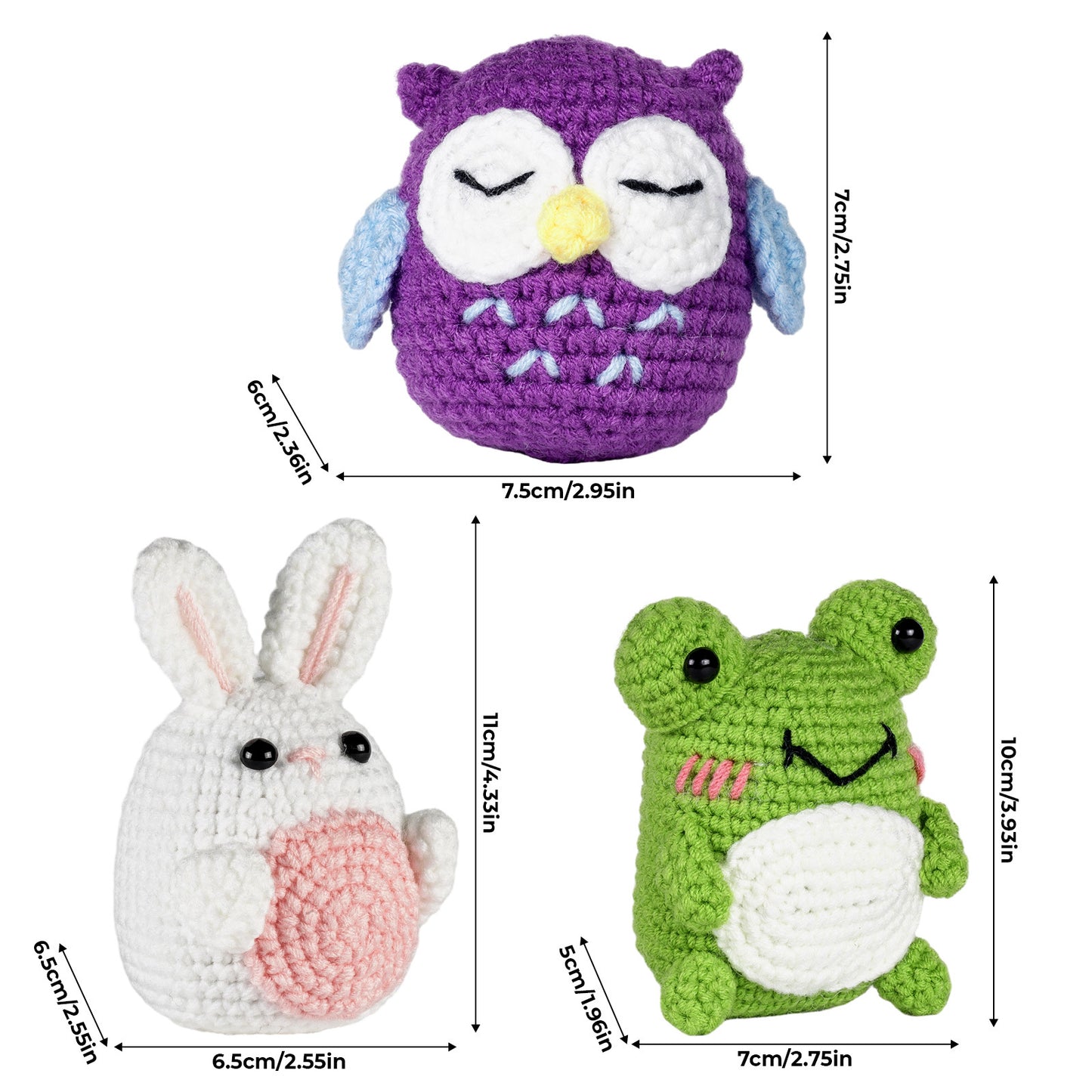 Frog+Owl+Rabbit Crochet Kit